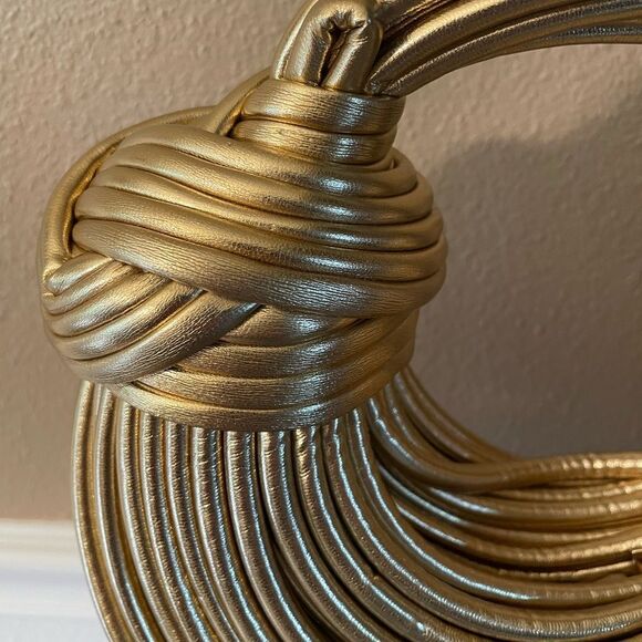 Gold Knotted Circular Womens Handbag Gorgeous Gold - Picture 3 of 13